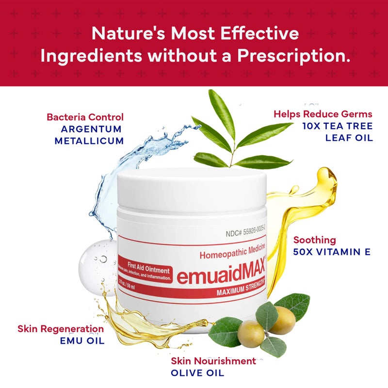 emuaid EMUAIDMAX Ointment for Itchy Skin, Maximum Strength Treatment for Athlete's Foot, Psoriasis, Jock Itch, Rash, Eczema, Cold Sores, Blisters, and Yeast Infection 2oz - Image 3